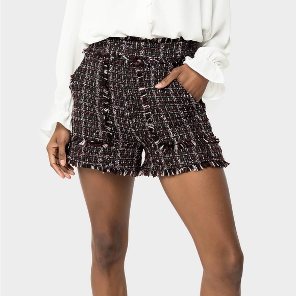 Gibson Look Pants - Gibson Look Boucle Tweed Short With Patch Pocket